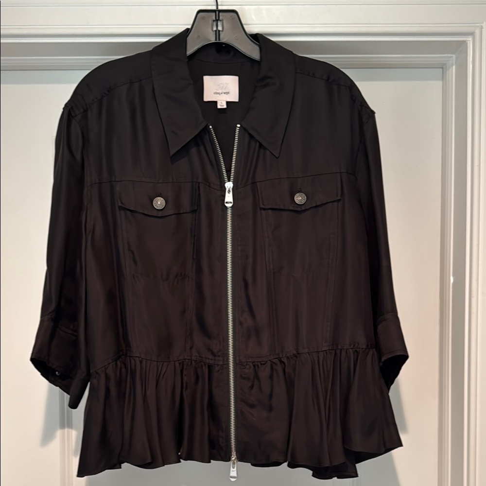 Cinq à Sept Black Zip-Up Jacket